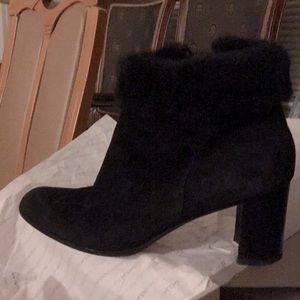 Adrienne Vittadini suede booties, with genuine fur, leather lined